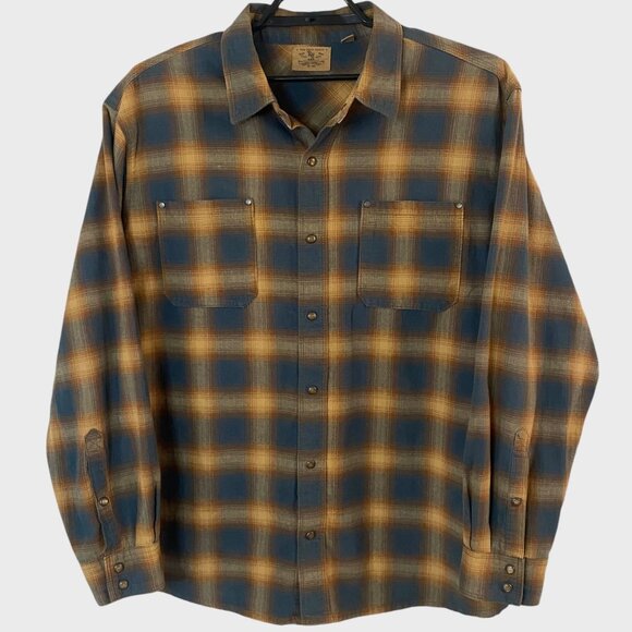 Bass Pro Shops RedHead Ranch Flannel Shirt Mens XL Blue/Yellow Plaid Snap-Button - Picture 1 of 13